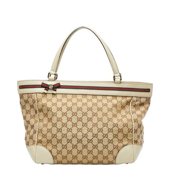Gucci Sherry Line Mayfair Princy GG Canvas Tote Handbag 257061 Beige Multicolor - Picture 1 of 10